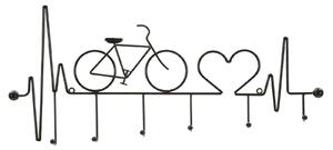 Appendiabiti da Muro Bicicletta Nero 59x3,2x26,5 cm in Metallo Nero