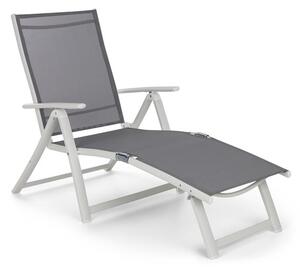 Blumfeldt Pomporto Lounge sedia a sdraio in PVC PE alluminio 7 posizioni bianco/grigio chiaro