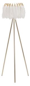 Lampada da Terra Feather Stand Ø46x147 cm in Ferro e Plastica Oro e Bianco