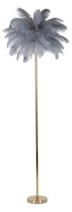 Lampada da Terra Palm Grigia Ø55x160 cm in Ferro e Plastica Oro e Grigio