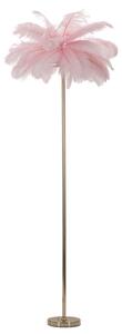Lampada da Terra Palm Rosa Ø55x160 cm in Ferro e Plastica Rosa e Oro