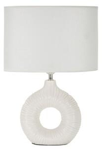 Lampada da Tavolo Seta Bianca 28,5x15x43 cm in Ceramica e Ferro e Tessuto Bianco