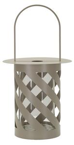 Lanterna Saturno Tortora Twist Ø23x43 cm in Metallo e Vetro Grigio tortora