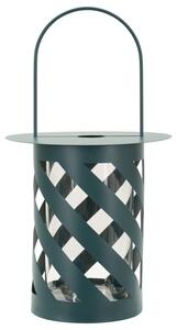 Lanterna Saturno Ottanio Twist Ø23x43 cm in Metallo e Vetro Verde acqua