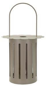 Lanterna Saturno Tortora Ø24x43 cm in Metallo e Vetro Grigio tortora