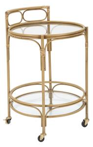 Carrello Panama Round Ø51x74 cm in Ferro e Vetro e Plastica Marrone