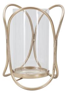 Porta Candele Glox Dark Ø16x21,5 cm in Ferro e Vetro Scuro