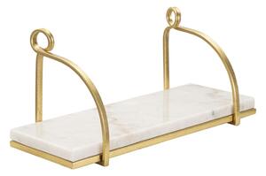 Mensola da Muro Marble 40x16x18 cm in Ferro e Marmo Oro e Bianco