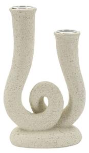 Porta Candele Stons 12x7x20 cm in Resina Crema
