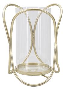 Porta Candele Glox Gold Ø16x21,5 cm in Ferro e Vetro Oro