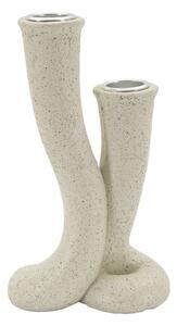 Porta Candele Stons 10x6,5x17,5 cm in Resina Crema