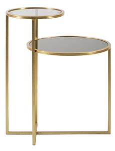 Tavolinetto 2 Levels 50x40x60,5 cm in Ferro e Vetro Oro