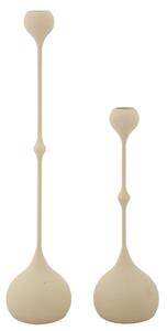 Porta Candele Slimmy Crema Set 2 Pz Ø8x36 cm - Ø8x32 cm in Ferro Crema e Oro