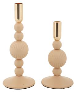 Porta Candele Aster Rosa Set 2 Pz Ø10x25,5 cm - Ø10x20 cm in Ferro Rosa e Oro