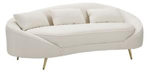 Divano 3 Posti Oslo con Cuscini Crema 185x84x68 cm in Eucalipto e Spugna e Poliestere e Metallo