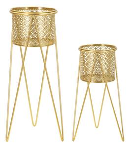 Porta Vasi Nat Coppia 21x20x46 cm - 18x18x32 cm in Ferro Oro