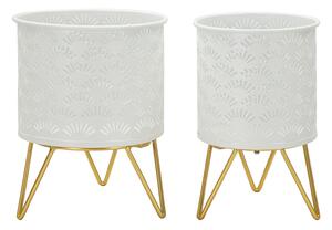 Porta Vasi Carly Coppia Ø16x20 cm - Ø13x20 cm in Ferro Oro