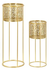 Porta Vasi Nat Coppia Ø17x46 cm - Ø14x34 cm in Ferro Oro