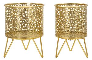 Porta Vasi Piny Coppia Ø16x20 cm - Ø13x20 cm in Ferro Oro