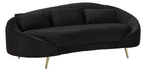 Divano 3 Posti Oslo con Cuscini Nero 185x84x68 cm in Eucalipto e Spugna e Poliestere e Metallo