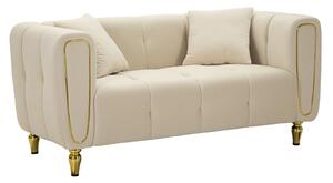 Divano Alma Crema con Cuscini 81x155x71 cm in Legno e Poliestere