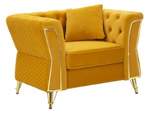 Poltrona Emy Senape con Cuscino 104x83x76 cm in Legno e Poliestere