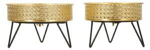 Porta Vasi Bossy Coppia Ø20,5x13 cm - Ø18x13 cm in Ferro Nero e Oro