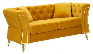 Divano Emy Senape con Cuscini 162x83x76 cm in Legno e Poliestere