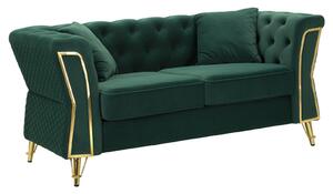 Divano Emy Verde con Cuscini 162x83x76 cm in Legno e Poliestere