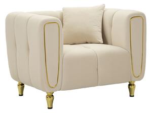 Poltrona Alma Crema con Cuscino 81x97x71 cm in Legno e Poliestere