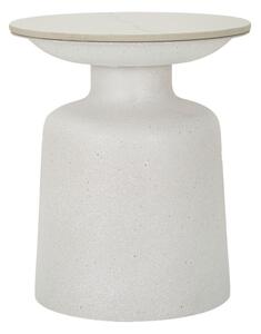 Tavolinetto White Fush Ø40x47 cm in Ferro e Ceramica Bianco