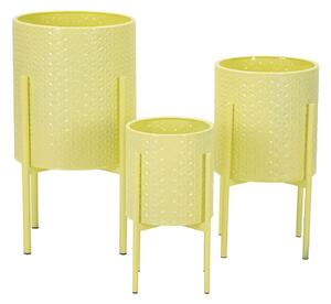 Porta Vasi Iris Tris Ø36x58 cm - Ø30x48 cm - Ø24x38 cm in Ferro Giallo