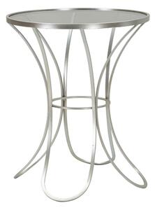 Tavolinetto Trixy Ø56x68 cm in Ferro e Vetro Argento