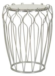 Tavolinetto Hook Ø47,5x61,5 cm in Ferro e Marmo Argento