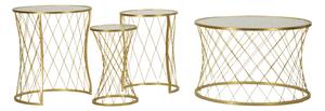 Tavolinetti Noah Gold Set 4 Pz Ø47x54,5 cm - Ø36x50 cm - Ø28x45 cm - Ø70x45 cm in Ferro e Vetro Oro