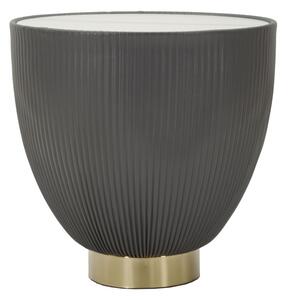Tavolino da Caffè Elge Ø46x45 cm in Ferro e Ceramica e Poliestere Grigio e Oro e Bianco