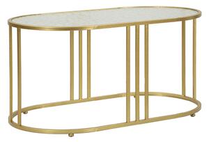 Tavolo da Caffè Antalia 90x50x45 cm in Ferro e Vetro Oro