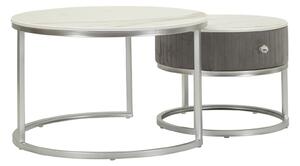 Tavoli da Caffè Greys Coppia Ø70x45 cm - Ø50x40 cm in Pino e MDF e Metallo
