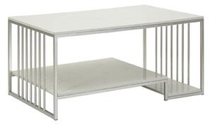 Tavolo da Caffè Kayseri 90x45x60 cm in Ferro e Marmo Argento e Bianco