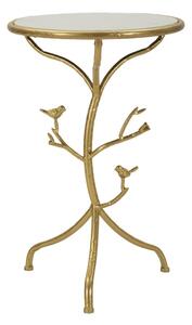 Tavolinetto Birds Marble Ø38x60 cm in Ferro e Marmo Oro e Bianco