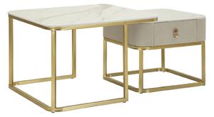 Tavoli da Caffè Beauty Coppia 70x70x48 cm - 50x50x43,5 cm in Pino e MDF e Metallo