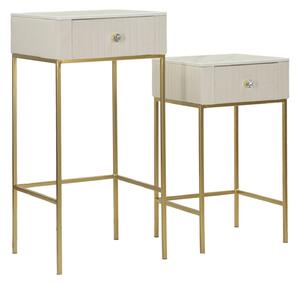 Tavolinetti Alti Wedding Quadrati Set 2 Pz Ø45x90 cm - Ø40x70 cm in Pino e MDF e Metallo