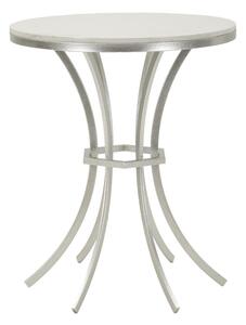 Tavolinetto Istanbul Ø56x68 cm in Ferro e Marmo Argento e Bianco