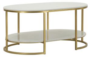 Tavolo da Caffè Izmir 90x60x45 cm in Ferro e Marmo Oro e Bianco