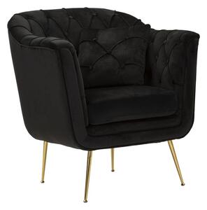 Poltrona Budapest Nera con Cuscino 88x83x91 cm in Compensato e Spugna e Ferro e Poliestere Nero