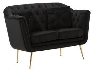 Divanetto Budapest Nero con Cuscini 130x83x91 cm in Compensato e Spugna e Ferro e Poliestere Nero