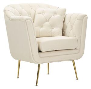 Poltrona Budapest Crema con Cuscino 88x83x91 cm in Compensato e Spugna e Ferro e Poliestere Crema