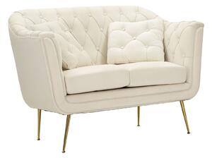 Divanetto Budapest Crema con Cuscini 130x83x91 cm in Compensato e Spugna e Ferro e Poliestere Crema