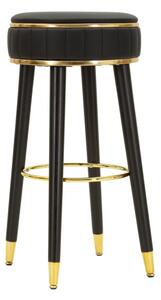 Sgabello Bar London Nero Ø38x74 cm in Pino e MDF e Spugna e Metallo e PU