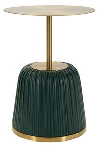 Tavolinetto Egle Verde Ø40x55 cm in Metallo e PU Grigio e Verde